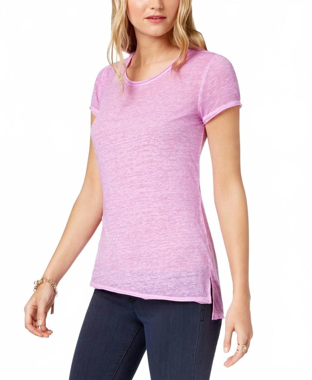 NEW IDEOLOGY crew neck high low t-shirt in orchid pop